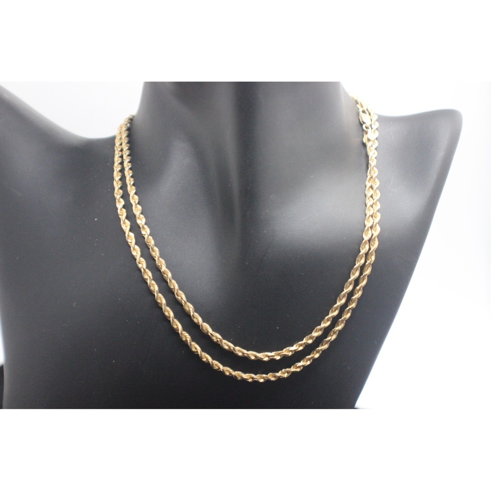 10K Yellow Gold Rope Chain Necklace 28" 3mm 11.35g Twisted Link Lobster Clasp